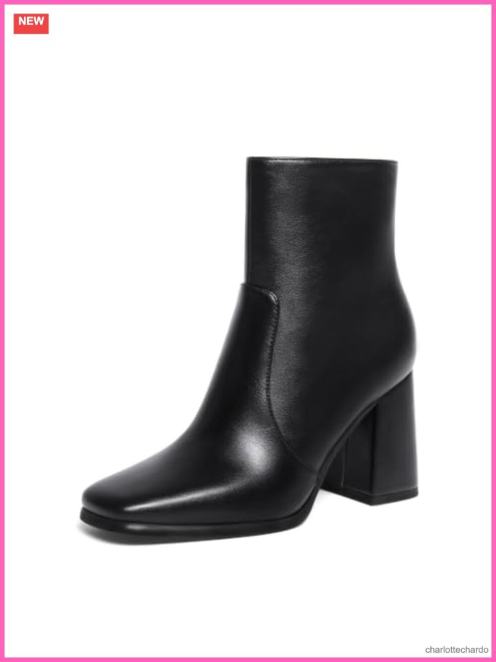 Women's Ankle Boots Square Toe Chunky Block Heels PU Leather Zip